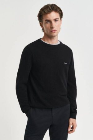 Cotton Pique Crew Neck Sweater