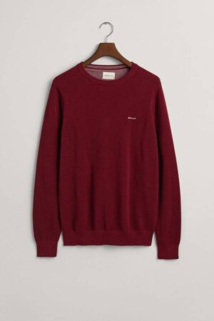 Cotton Pique Crew Neck Sweater