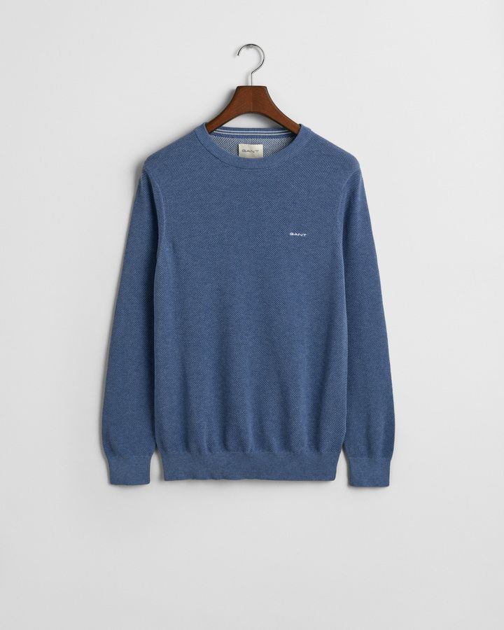 Cotton Pique Crew Neck Sweater