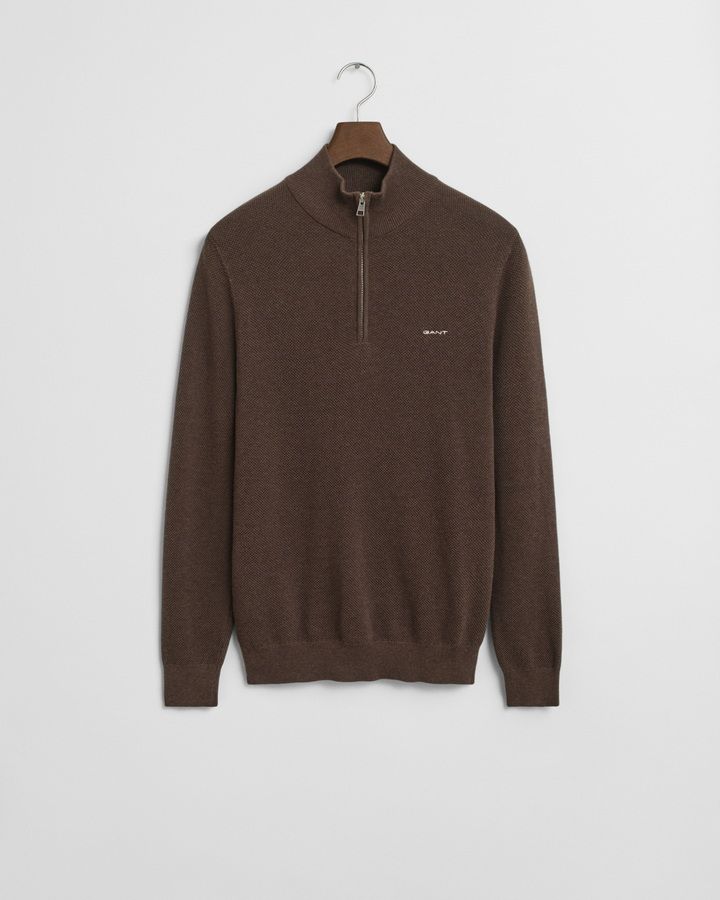 Cotton Pique Half-Zip Sweater