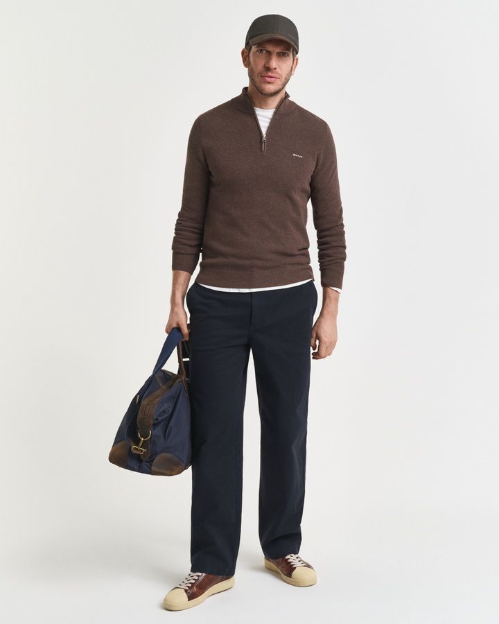 Cotton Pique Half-Zip Sweater