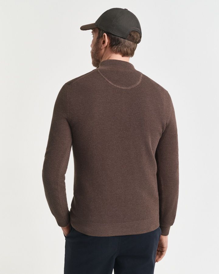 Cotton Pique Half-Zip Sweater