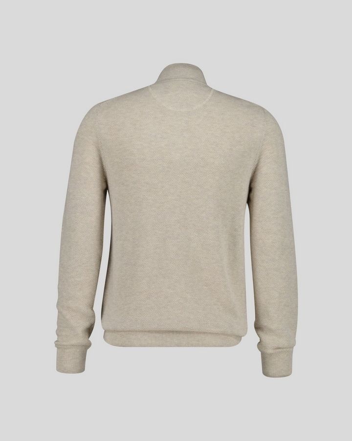Cotton Pique Half-Zip Sweater
