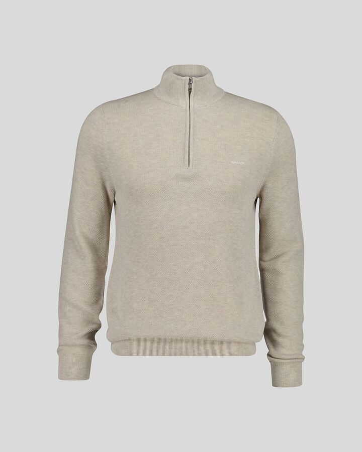 Cotton Pique Half-Zip Sweater