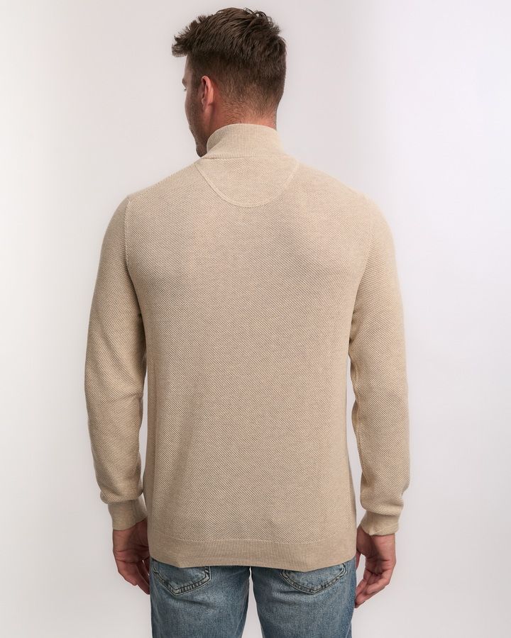 Cotton Pique Half-Zip Sweater