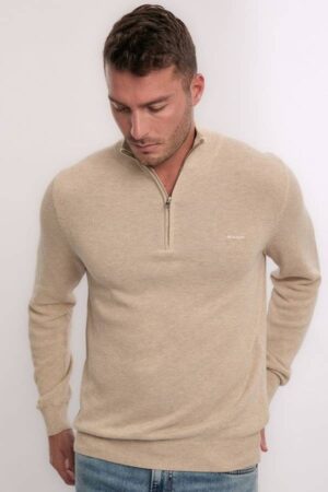 Cotton Pique Half-Zip Sweater