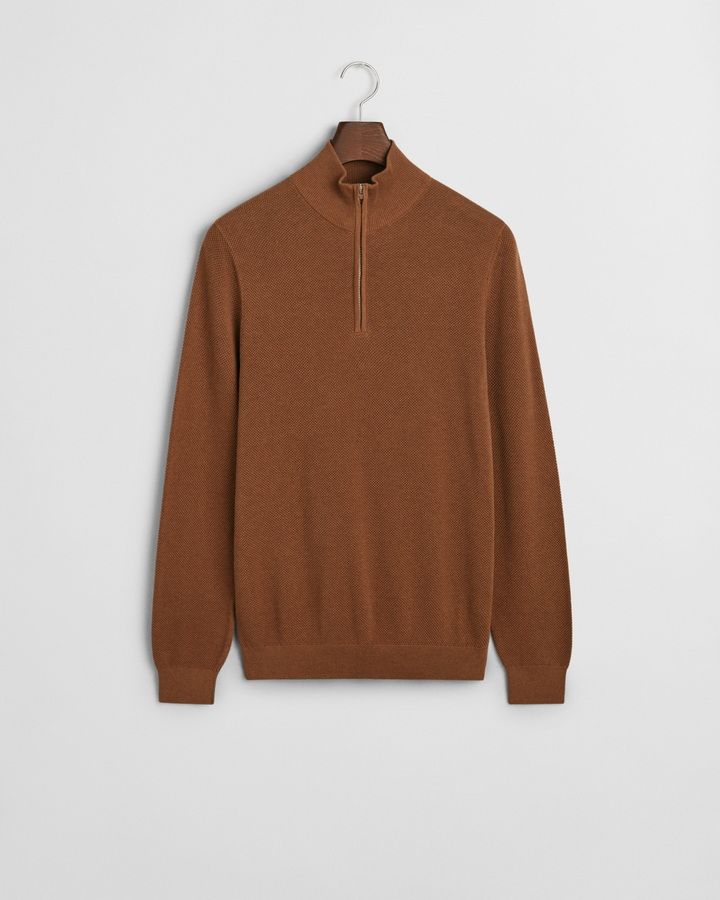 Cotton Pique Half-Zip Sweater
