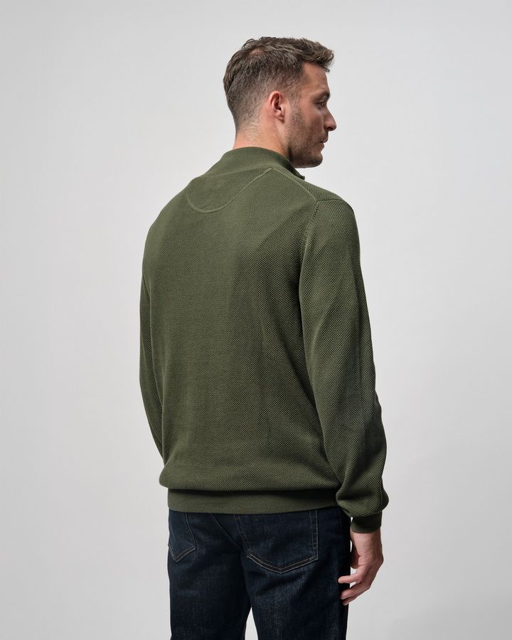 Cotton Pique Half-Zip Sweater