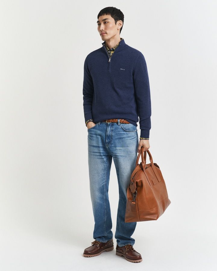 Cotton Pique Half-Zip Sweater