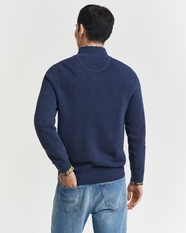 Cotton Pique Half-Zip Sweater