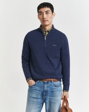 Cotton Pique Half-Zip Sweater