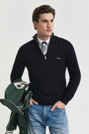 Cotton Pique Half-Zip Sweater
