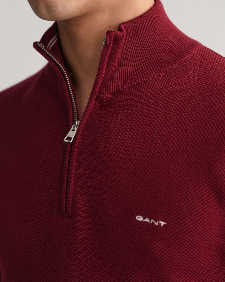 Cotton Pique Half-Zip Sweater