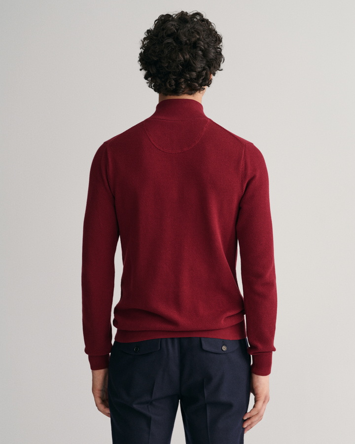 Cotton Pique Half-Zip Sweater