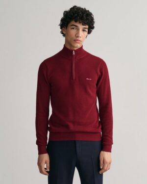 Cotton Pique Half-Zip Sweater