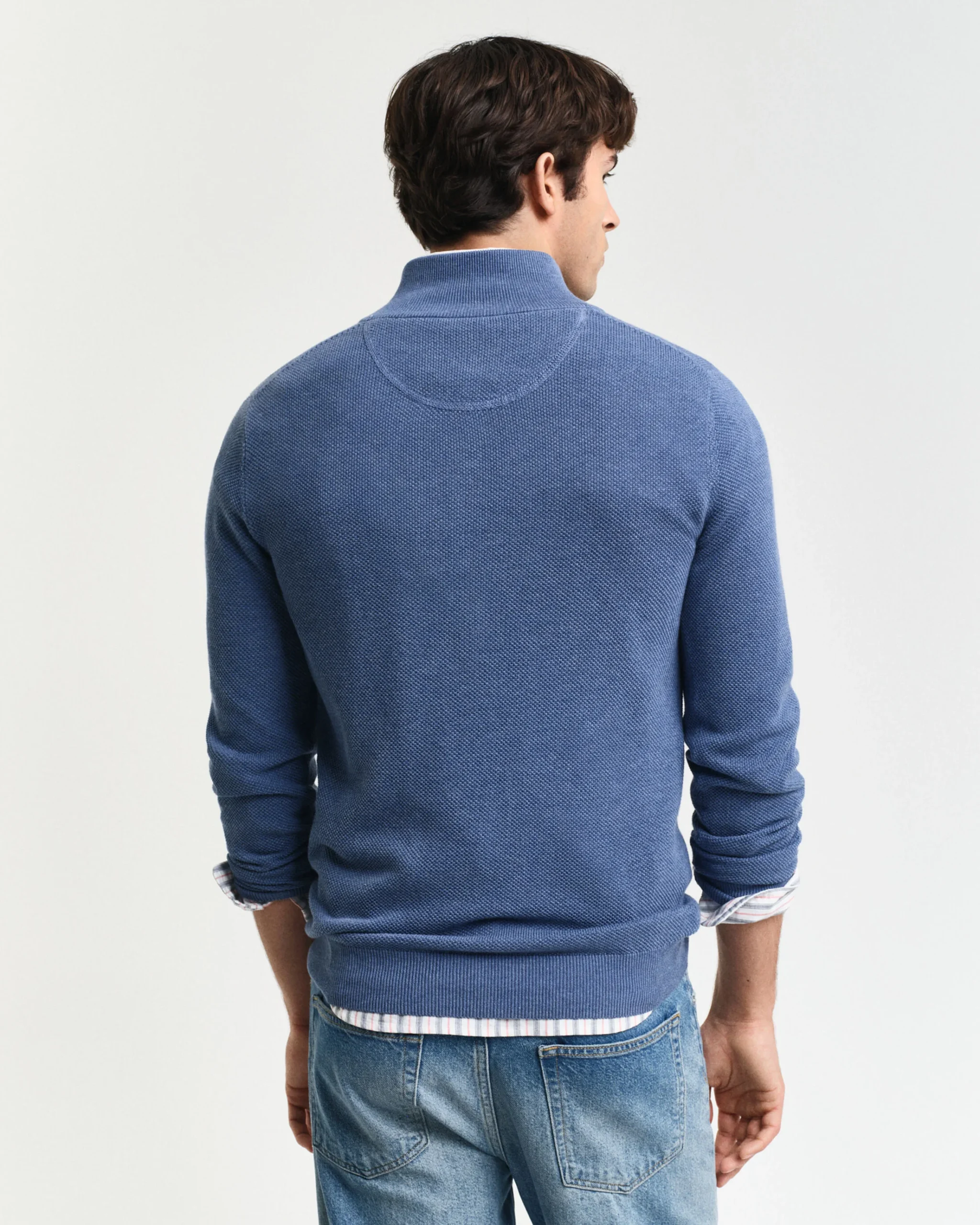 Cotton Pique Half-Zip Sweater