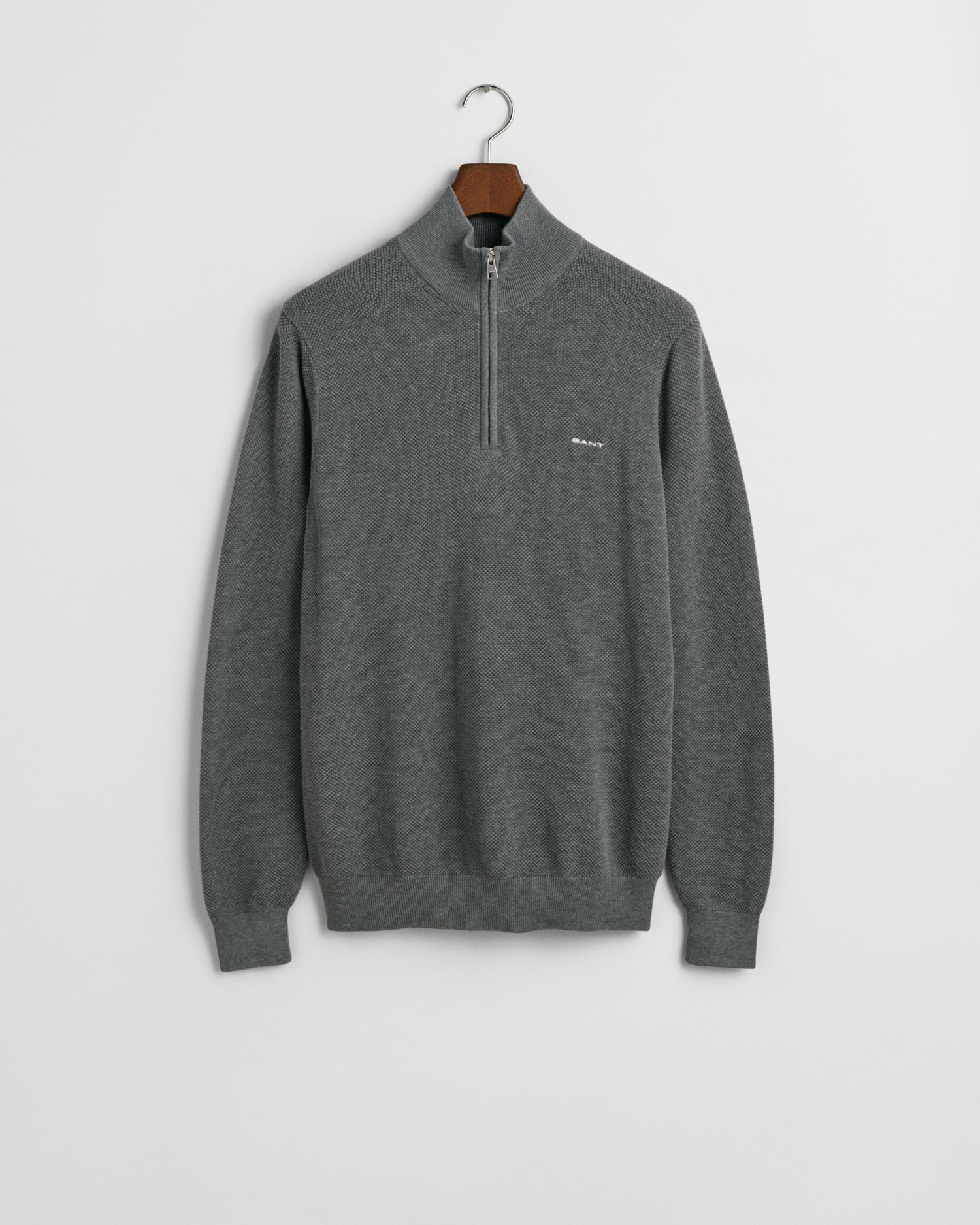 Cotton Pique Half-Zip Sweater