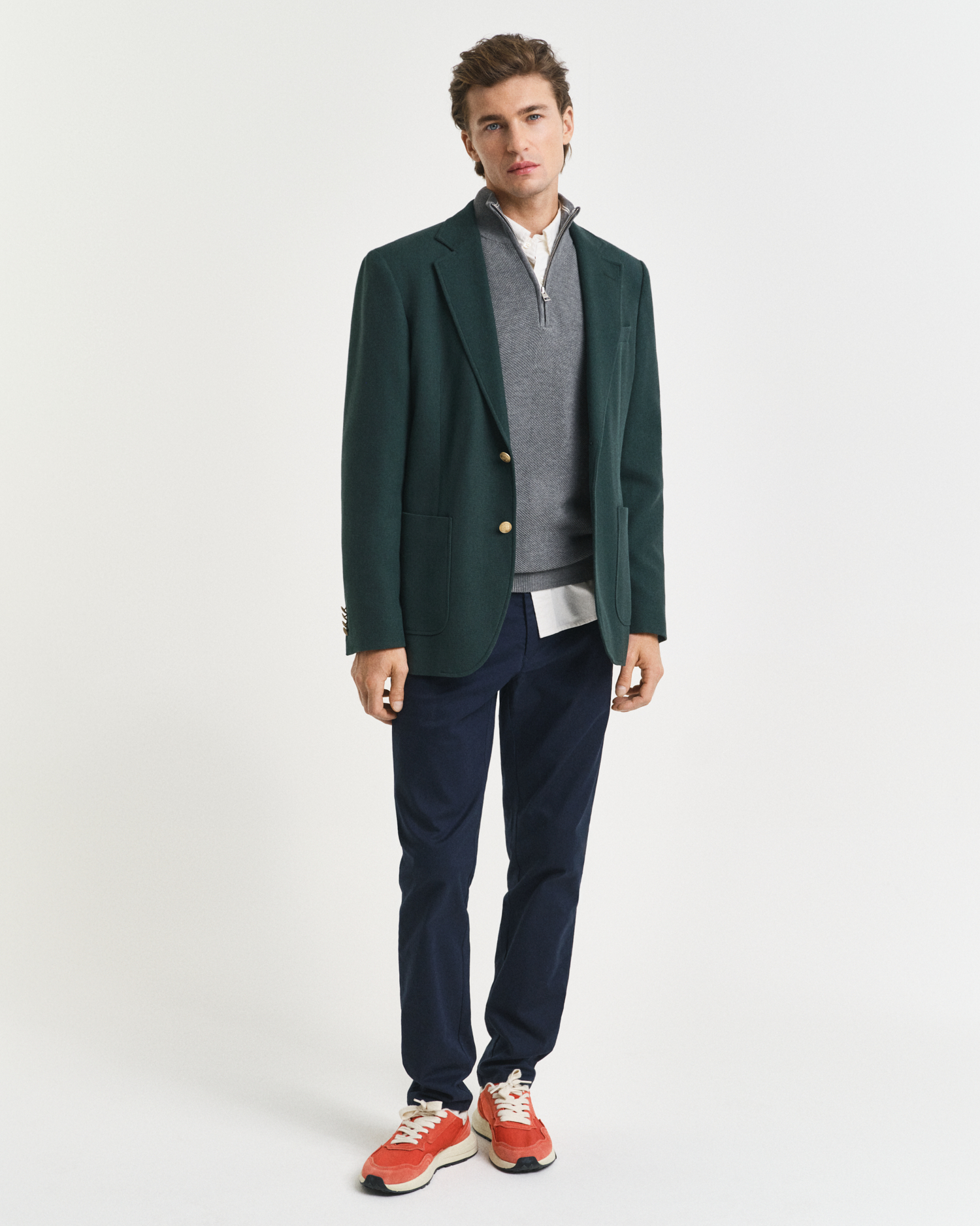 Cotton Pique Half-Zip Sweater