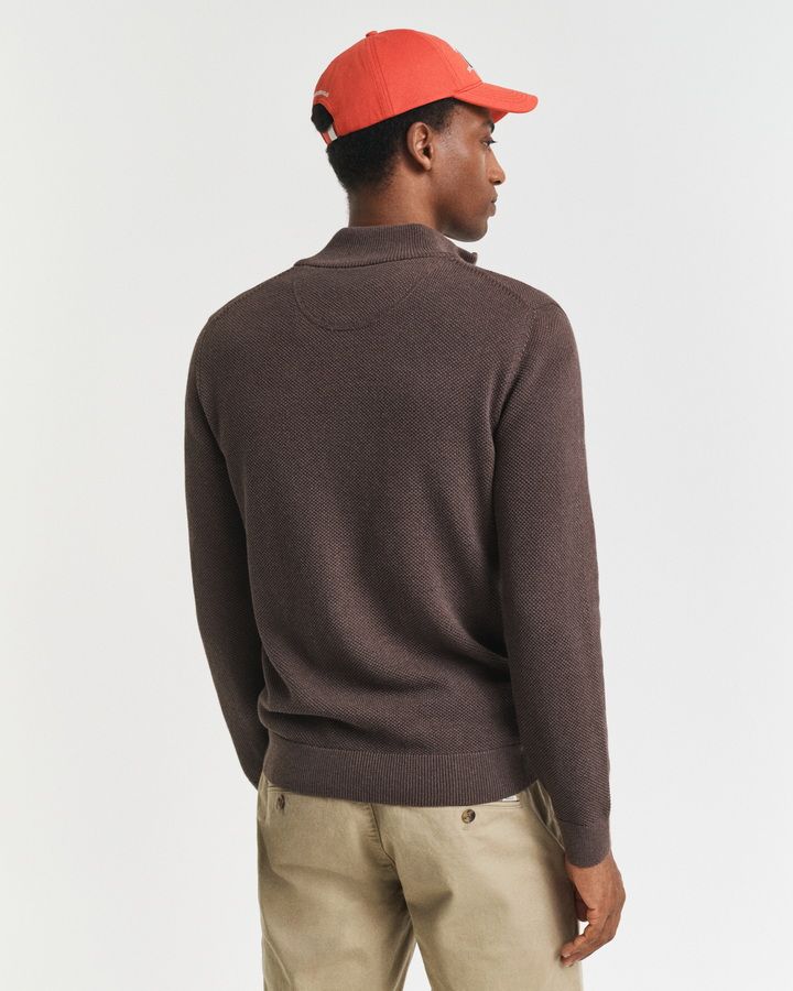 Cotton Pique Zip Cardigan