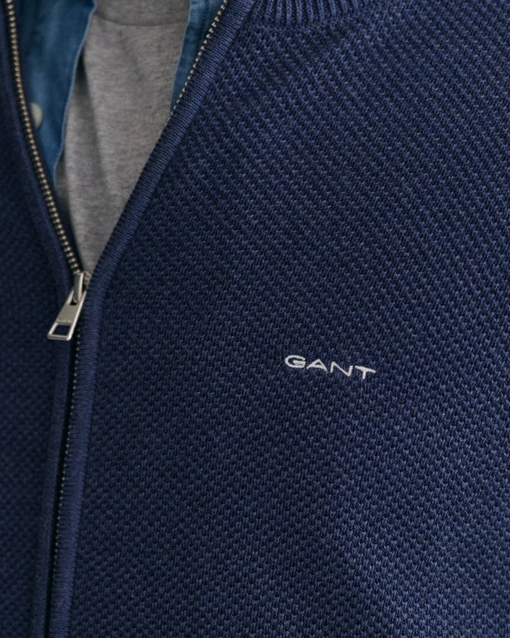 Cotton Pique Zip Cardigan