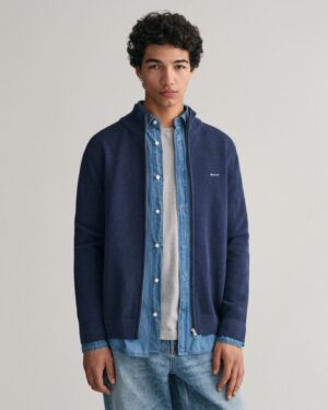 Cotton Pique Zip Cardigan