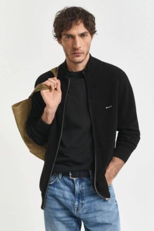 Cotton Pique Zip Cardigan