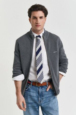 COTTON PIQUE HALF ZIP