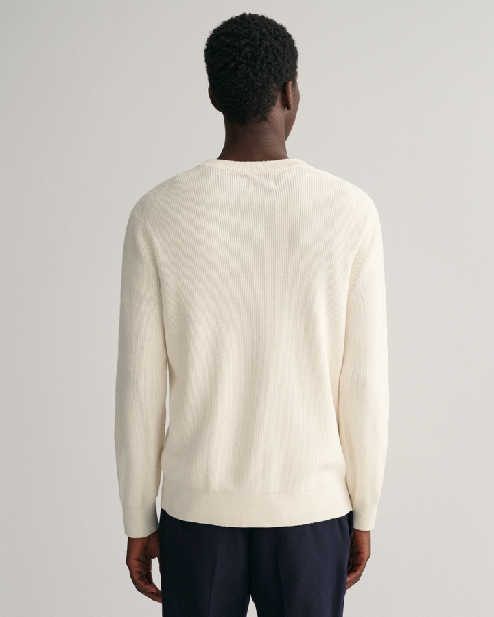 Ribbed Cotton Wool Crew Neck Sweater