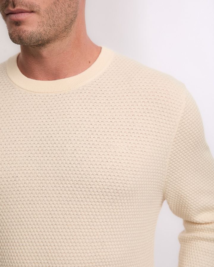 Textured Cotton Merino C-Neck