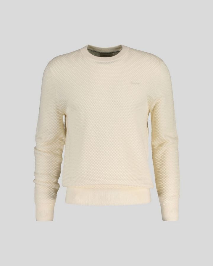 Textured Cotton Merino C-Neck