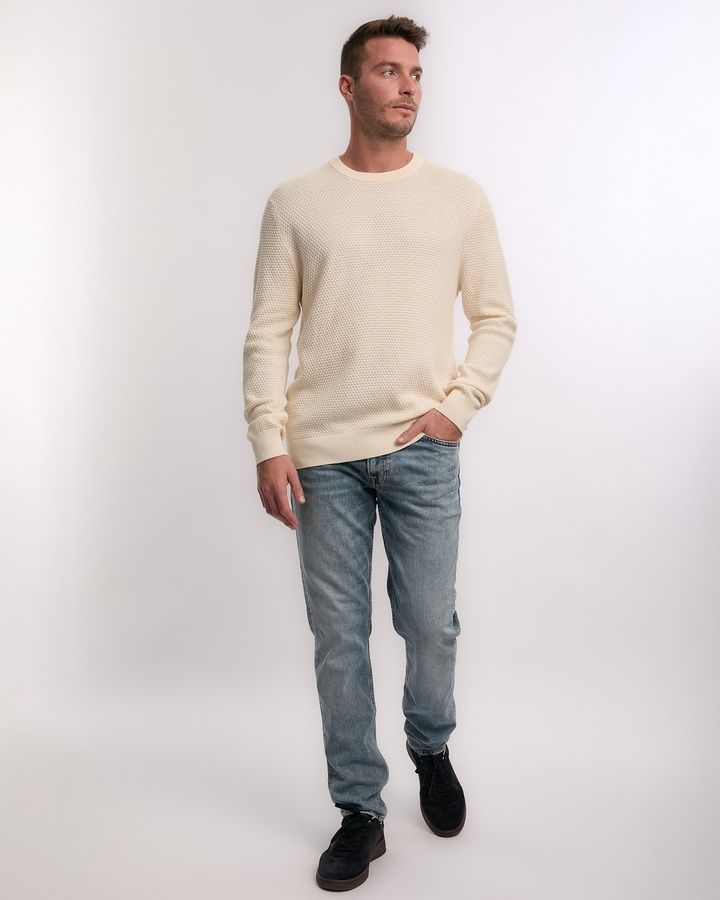 Textured Cotton Merino C-Neck