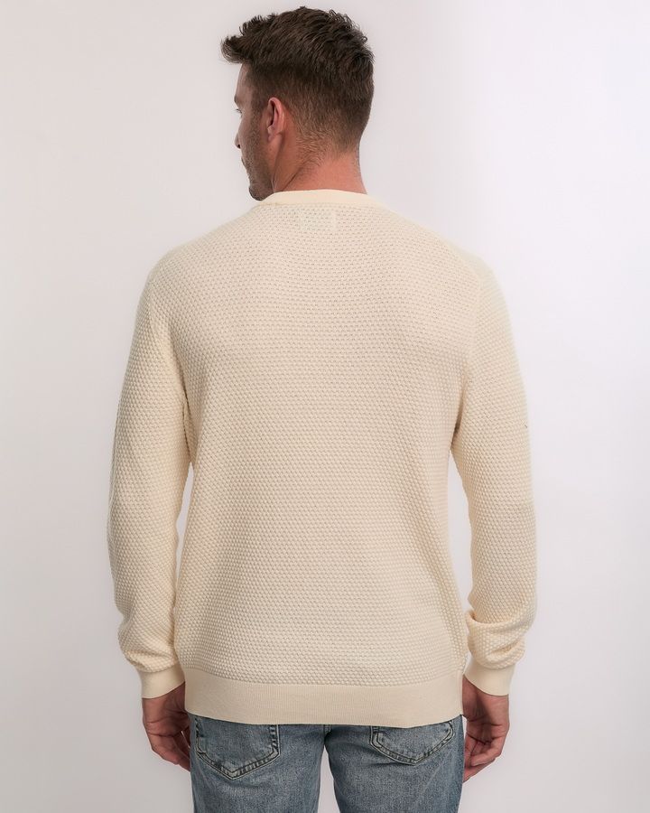 Textured Cotton Merino C-Neck