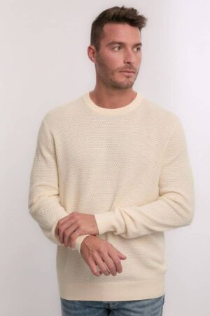 Textured Cotton Merino C-Neck