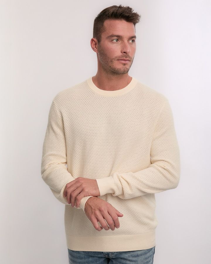 Textured Cotton Merino C-Neck