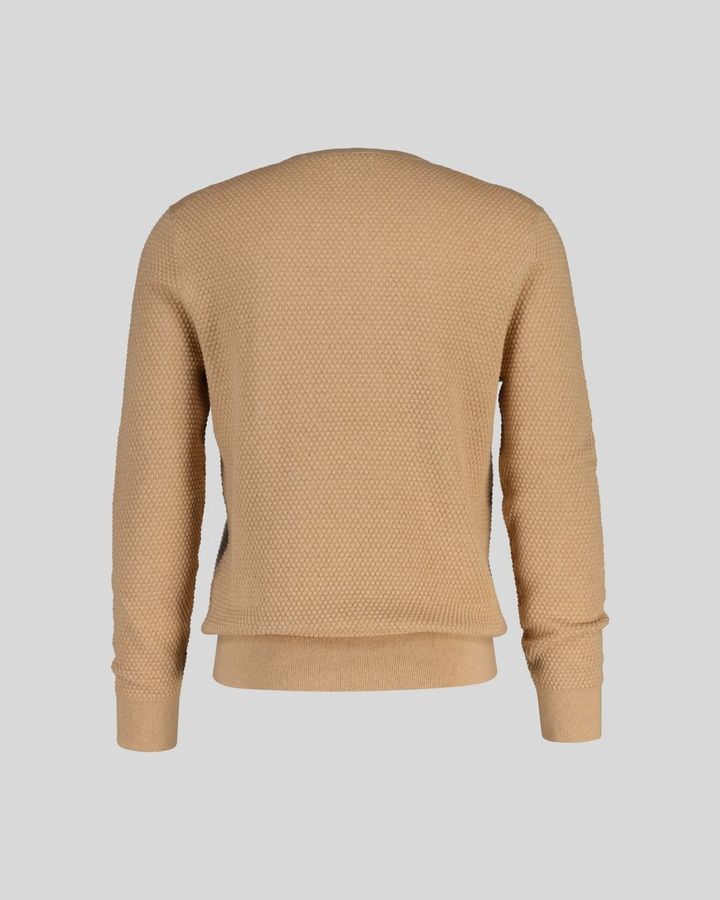 Textured Cotton Merino C-Neck