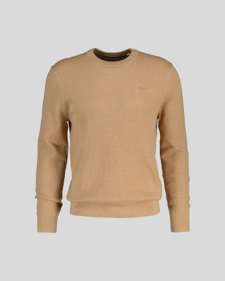 Textured Cotton Merino C-Neck