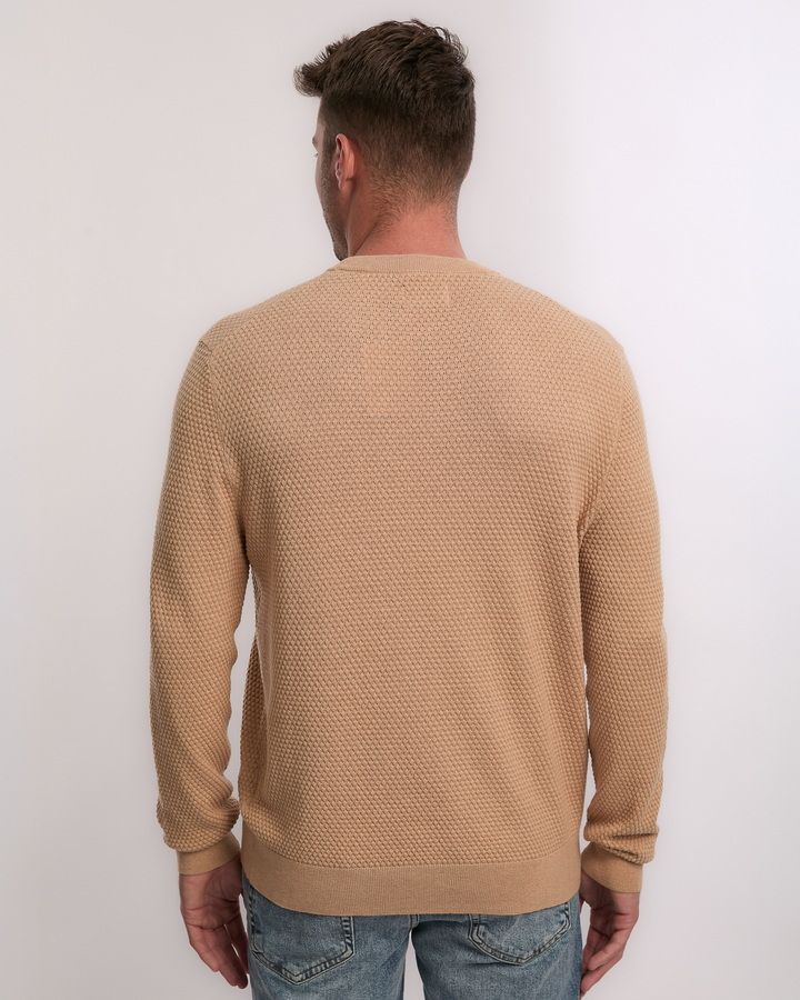 Textured Cotton Merino C-Neck