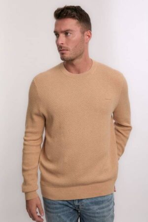 Textured Cotton Merino C-Neck