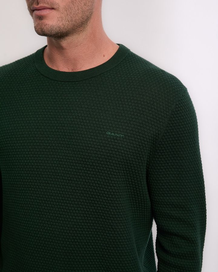 Textured Cotton Merino C-Neck