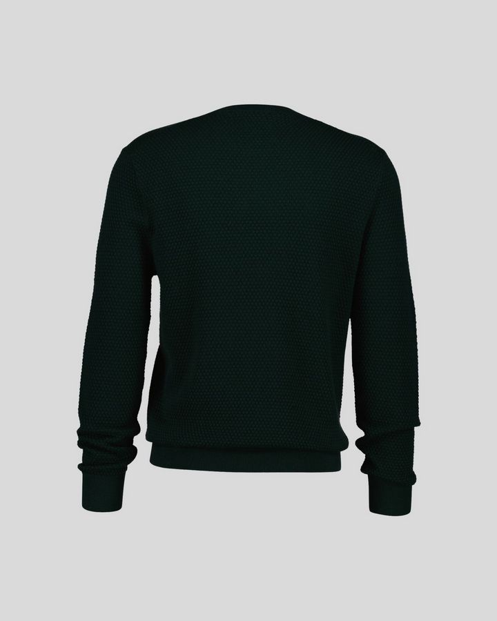 Textured Cotton Merino C-Neck