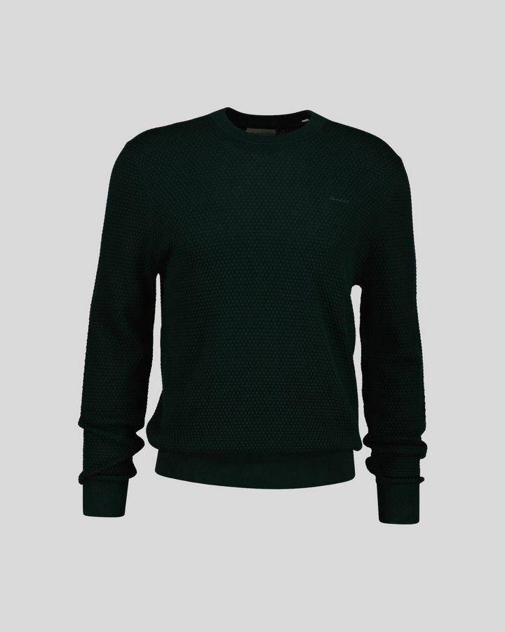 Textured Cotton Merino C-Neck
