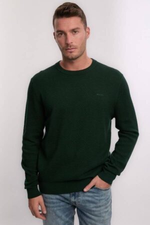 Textured Cotton Merino C-Neck
