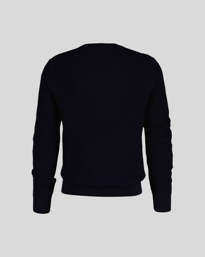 Textured Cotton Merino C-Neck