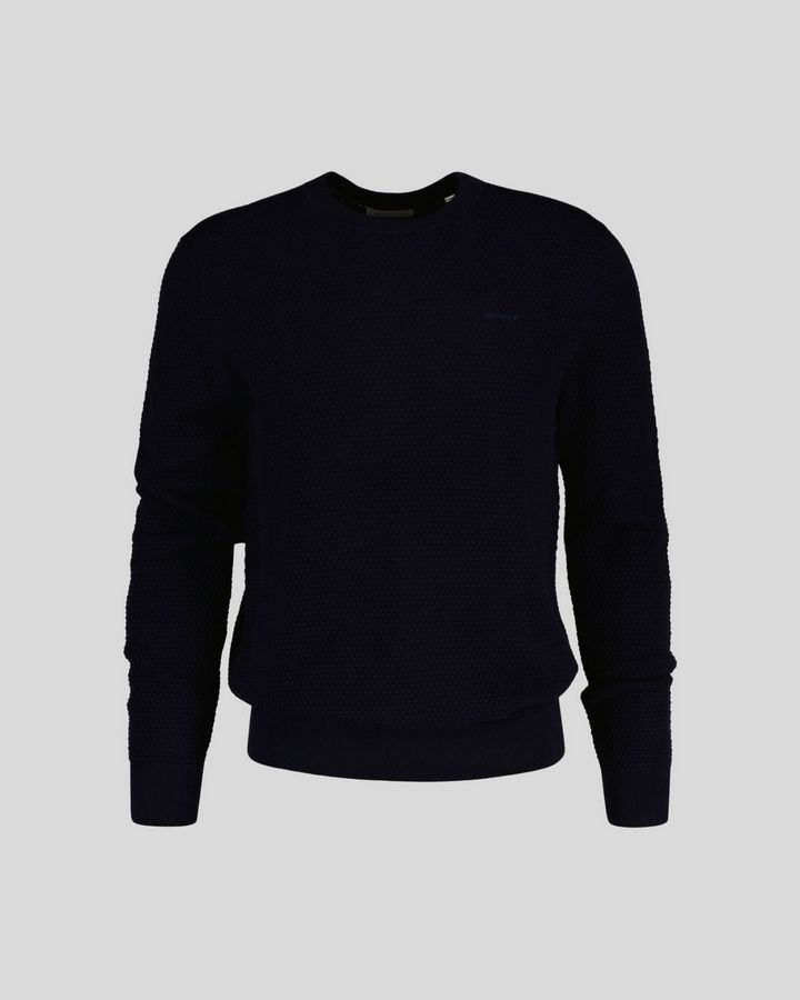Textured Cotton Merino C-Neck