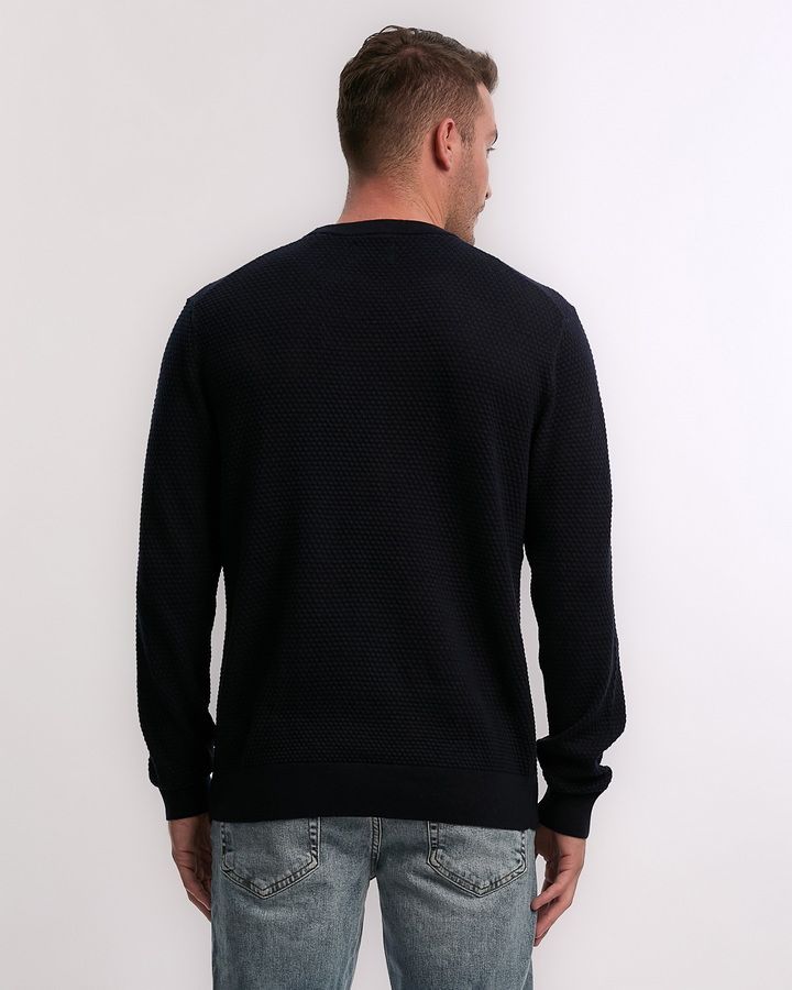 Textured Cotton Merino C-Neck