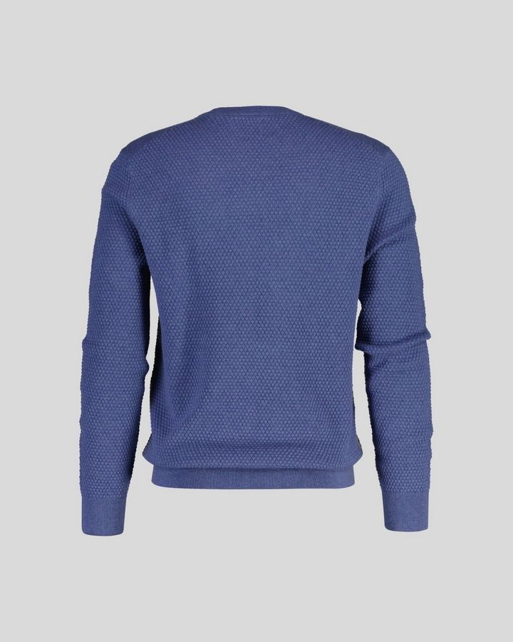 Textured Cotton Merino C-Neck