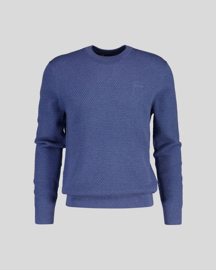 Textured Cotton Merino C-Neck