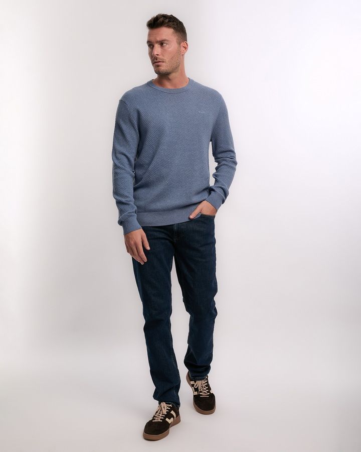 Textured Cotton Merino C-Neck