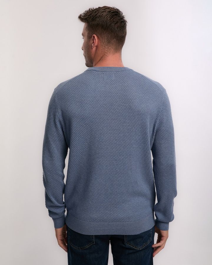 Textured Cotton Merino C-Neck
