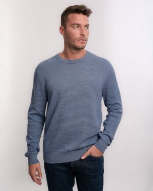 Textured Cotton Merino C-Neck
